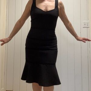 Badgley Mischka Black Ruffled Sheath Dress